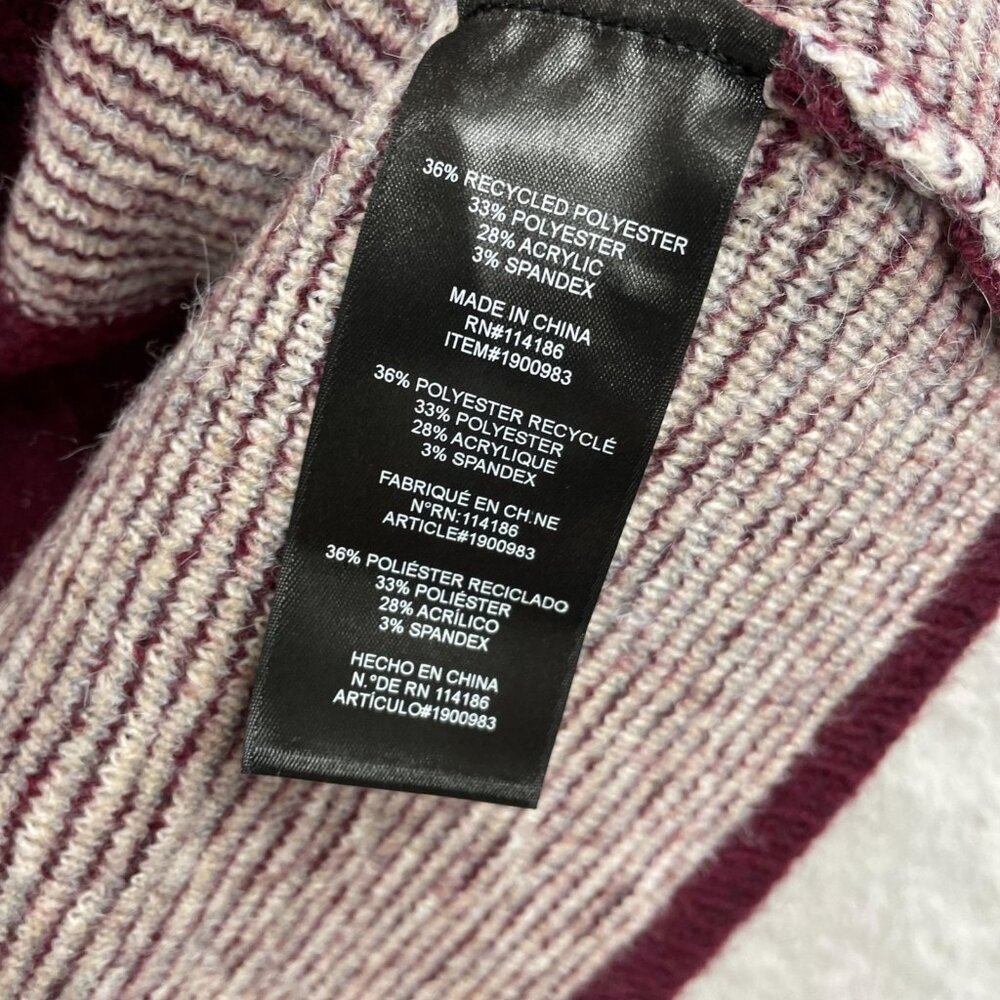 Frye Women's L Burgundy Open Front Cardigan Sweater Aztec Pattern N0531 - Picture 10 of 12